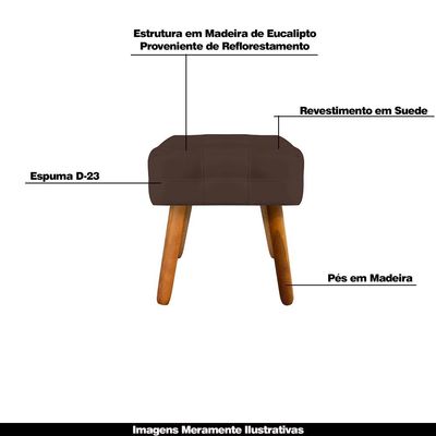 Puff Decorativo Pés Palito Karen Suede Marrom - Gran Belo