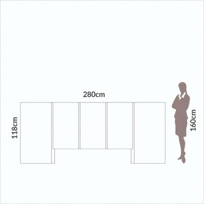 Cabeceira Queen em MDF 280 x 118 cm Lisa Off White Dalla Costa