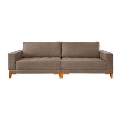 Sofá 4 Lugares Volga Plus Veludo Marrom 280 cm