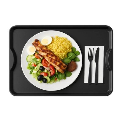 Bandeja de Servir Preta 48x33cm Coza Uno Plástico Hotel Restaurante Catering