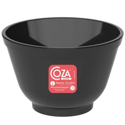 Cumbuca Tigela 450ml Bowl Preto de Plástico Sobremesa Açaí Cereais Coza Uno