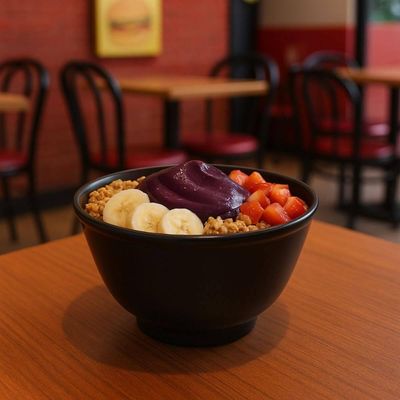 Cumbuca Tigela 450ml Bowl Preto de Plástico Sobremesa Açaí Cereais Coza Uno