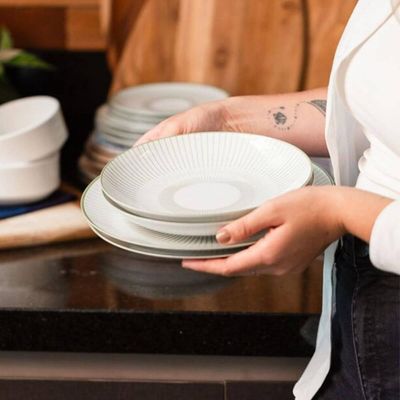 Prato Fundo Tramontina Lineare em Porcelana Decorada 21cm Cozinha Servir Mesa Posta Sopa Caldos