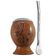 Kit Cuia de Chimarrão Coquinho com Pé e Bomba Bojo Pêra 19cm Aço Inox com Rosca