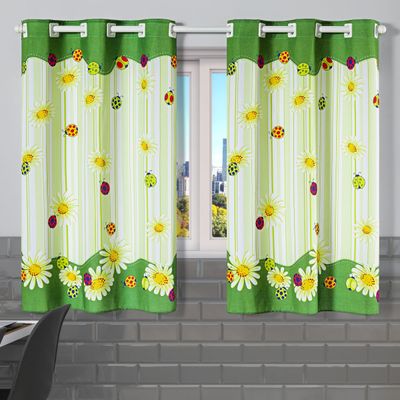 Cortina Gourmet Varão Cozinha Tecido Oxford 2,00m X 1,30m - Joaninhas Verde