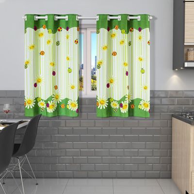 Cortina Gourmet Varão Cozinha Tecido Oxford 2,00m X 1,30m - Joaninhas Verde