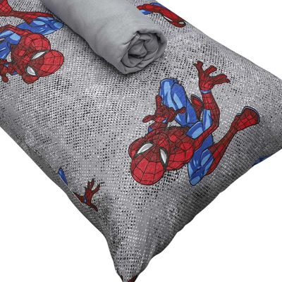 Jogo de Cama Portallar Solteiro Malha 100% Algodão Disney Marvel Spider Wall 2 Pçs Cinza