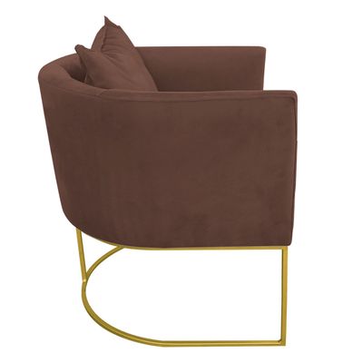 KIT 02 POLTRONAS PAOLA SUEDE MARROM BASE