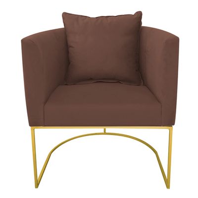 KIT 02 POLTRONAS PAOLA SUEDE MARROM BASE