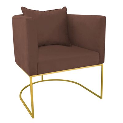 KIT 02 POLTRONAS PAOLA SUEDE MARROM BASE