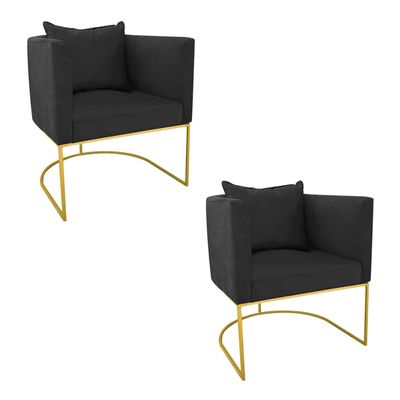 KIT 02 POLTRONAS PAOLA SUEDE PRETO BASE