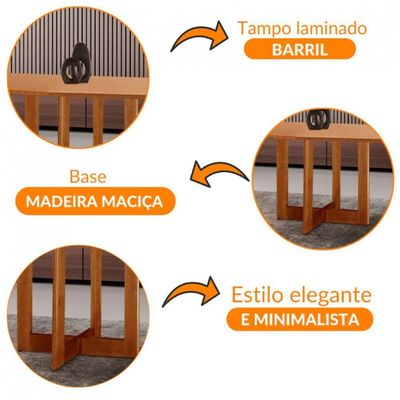 Mesa Para Sala De Jantar Patros 120cm Moderna Mobilia Cinamomo Imbuia
