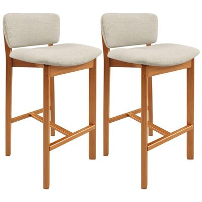 Kit 2 Banqueta Alta Para Cozinha Sala de Jantar Bar Dara L02 Linho Champagne - Lyam Decor