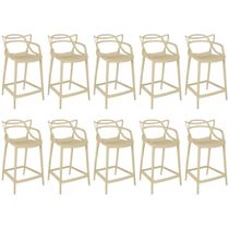 Kit 10 Banquetas Média Allegra 66cm Design Cozinha/bancada - Nude