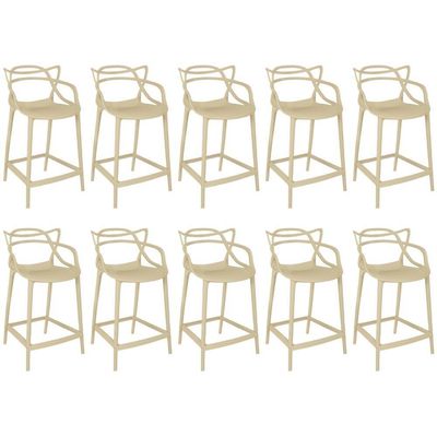 Kit 10 Banquetas Média Allegra 66cm Design Cozinha/bancada - Nude