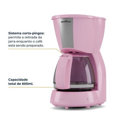 Cafeteira Rosa Britânia BCF15 Inox 15 Xícaras 550W 220V