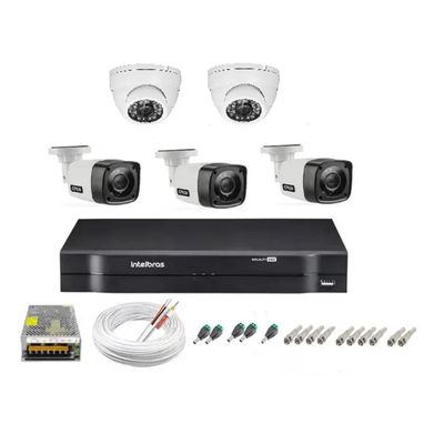 Kit cftv 5 cameras de segurança hd + dvr 8ch Intelbras full hd