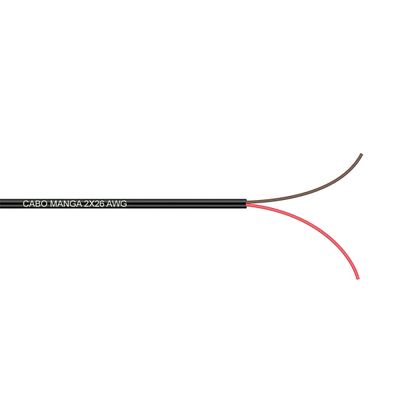 Cabo Manga 2X26 AWG - sem Blindagem Preto - 4 Metros