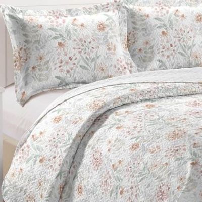 Kit Cobre Leito Colcha Casa Scarpa Mix Queen Estampado Dupla Face Floral 3 Peças - Joice