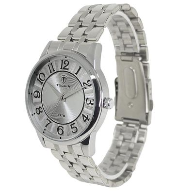Relógio Tuguir Feminino Ref: Tg35108 Casual Prateado + Semijoia
