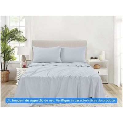 Jogo Cama Casal 4 Pç Poliéster Toque de Seda Cinza Jolitex