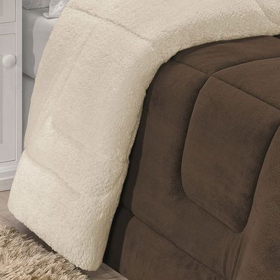 Coberdrom Robust Solteiro Manta Soft Sherpa Lã de Carneiro Pesado Grosso 1 Peça - Marrom Escuro