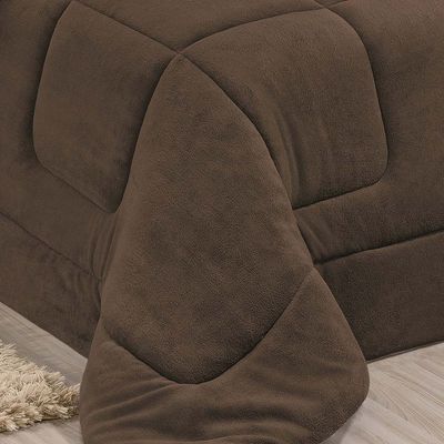 Coberdrom Robust Solteiro Manta Soft Sherpa Lã de Carneiro Pesado Grosso 1 Peça - Marrom Escuro