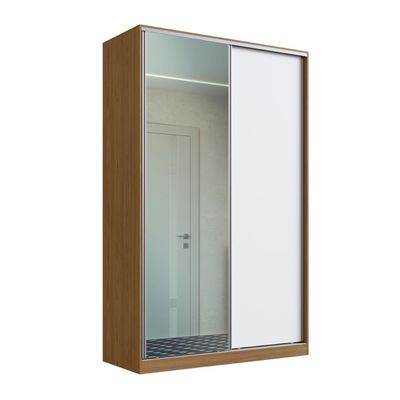 Guarda Roupa Solteiro 1 Espelho 2 Portas 3 Gavetas Freijó Natural Branco 147x59,8x235cm RC 2004 Emovell