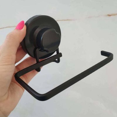 Kit Toalheiro e Porta Papel Higiênico com Ventosa Preto Fosco Faciliti Schmitt Acessórios Banheiro