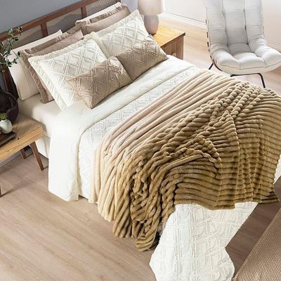 Cobertor Queen Fluffy Manta Flannel Ultrasoft - Gold