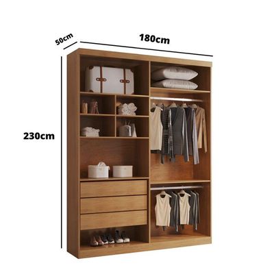 Closet Solteiro Fenix Com 3 Gavetas E 8 Prateleiras Rufato Imbuia