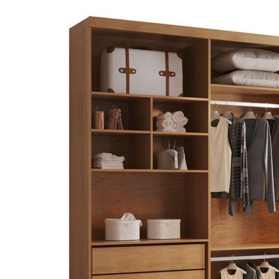 Closet Solteiro Fenix Com 3 Gavetas E 8 Prateleiras Rufato Imbuia