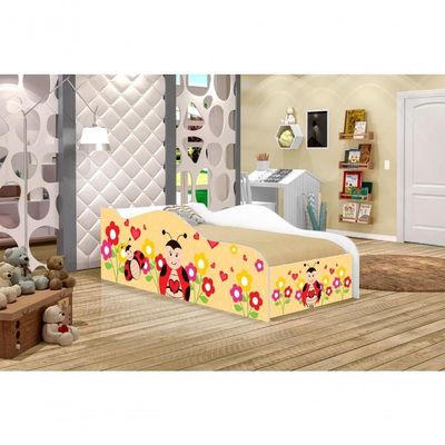 Cama Carro Fun Adesivada Joaninha Solteiro