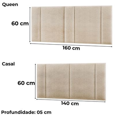 Cabeceira Modulada Casal Queen 160 Cm Com Led Linho Bege Vconcept