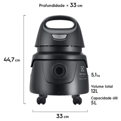 Aspirador de Pó e Água Electrolux 1400W Hidrolux Compacto com Função Sopro Preto (AWD02) 220V