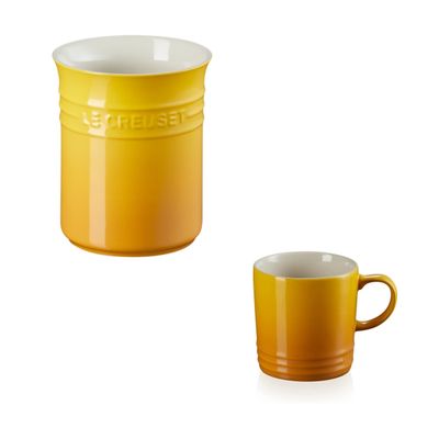 KIT LE CREUSET PORTA UTENSÍLIOS 1L E CANECA 350ML AMARELO NÉCTAR