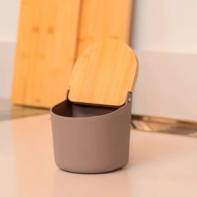 Saleiro com Tampa Bambu Marrom Mesa Porta Condimentos 600ml