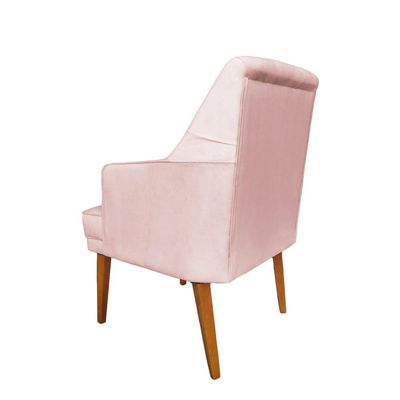 Cadeira Poltrona Decorativa Paris Sala De Jantar Recepção Retro Com Braça Suede Rosa Bebê Lar Móveis E Decoração