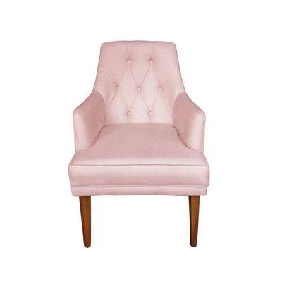 Cadeira Poltrona Decorativa Paris Sala De Jantar Recepção Retro Com Braça Suede Rosa Bebê Lar Móveis E Decoração