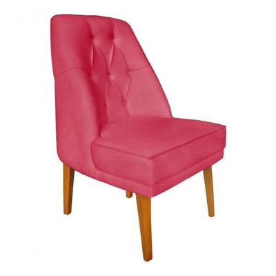 Cadeira Para Sala De Jantar Escritório Estofada Berlim Retro Suede Rosa Pink Eli Móveis E Decoração