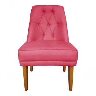 Cadeira Para Sala De Jantar Escritório Estofada Berlim Retro Suede Rosa Pink Eli Móveis E Decoração