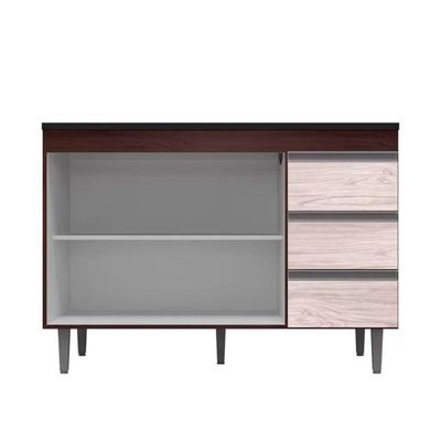 Balcão Gabinete Cozinha Andreia 120cm 2 Porta Ajl Móveis S-t Castanho Avelã