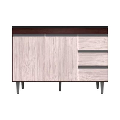 Balcão Gabinete Cozinha Andreia 120cm 2 Porta Ajl Móveis S-t Castanho Avelã