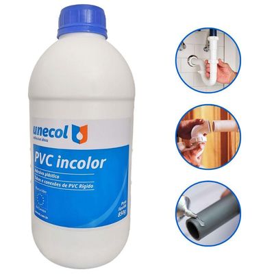 Cola Cano PVC Adesivo Plástico Frasco 850g Unecol Profissional Resistente Forte Secagem Rápida