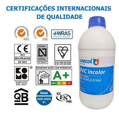 Cola Cano PVC Adesivo Plástico Frasco 850g Unecol Profissional Resistente Forte Secagem Rápida
