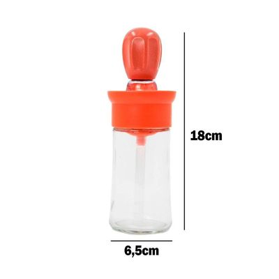 Dispenser De Oleo Azeite Com Escova De Silicone Vidro 180ml Salmão