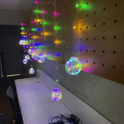 Cortina Led Com 10 Lampadas Bolas Incandescentes Fio De Fada Colorido