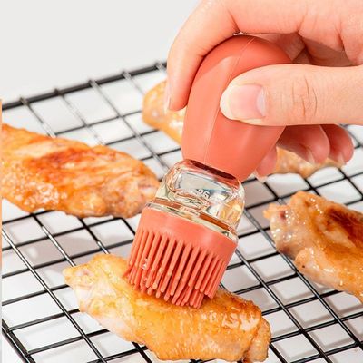 Dispenser De Oleo Azeite Com Escova De Silicone Vidro 180ml Salmão