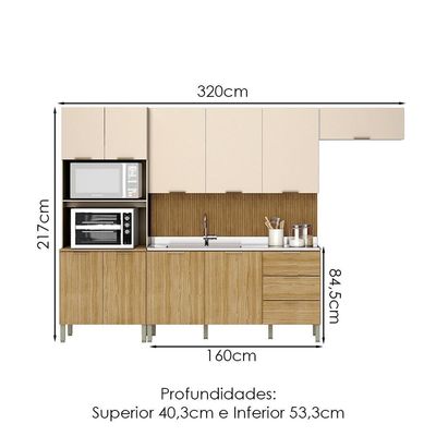 Cozinha Balcao Pia Glam Freijo Vanilla Cp Ripado Freijo Ktp