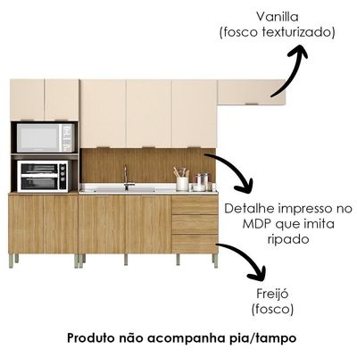 Cozinha Balcao Pia Glam Freijo Vanilla Cp Ripado Freijo Ktp